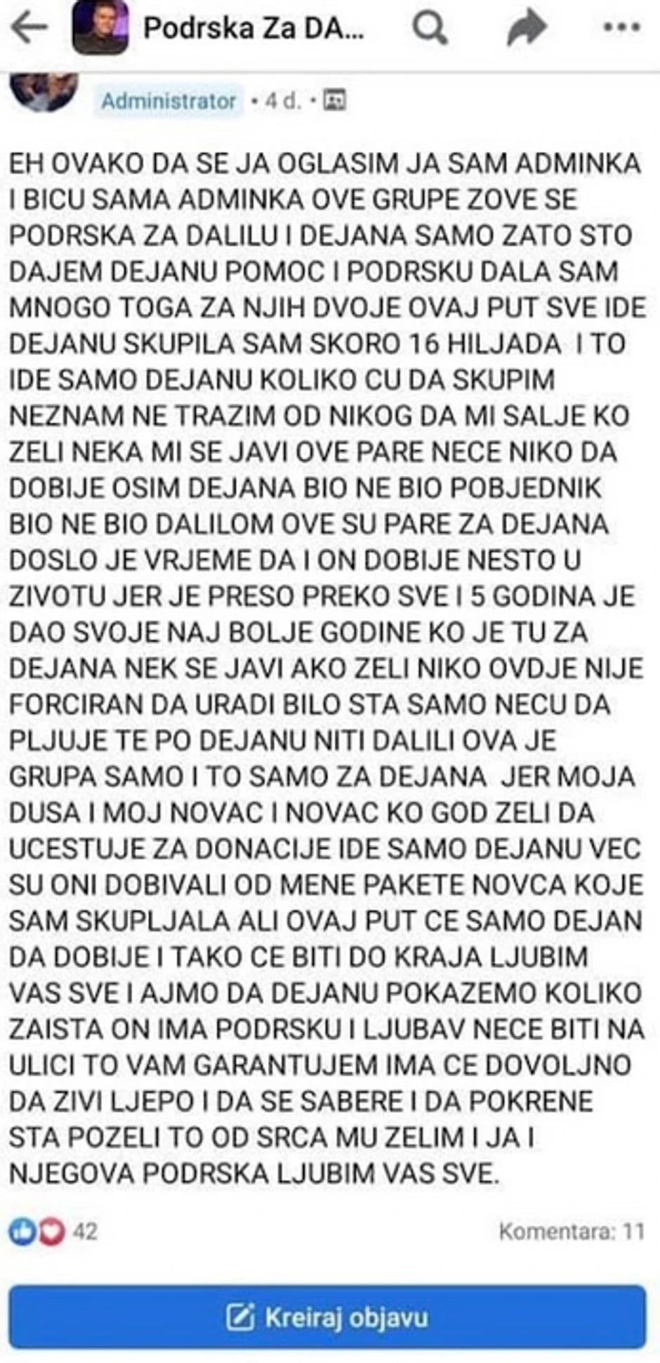 Fanovi skupljaju pare za Dejana 