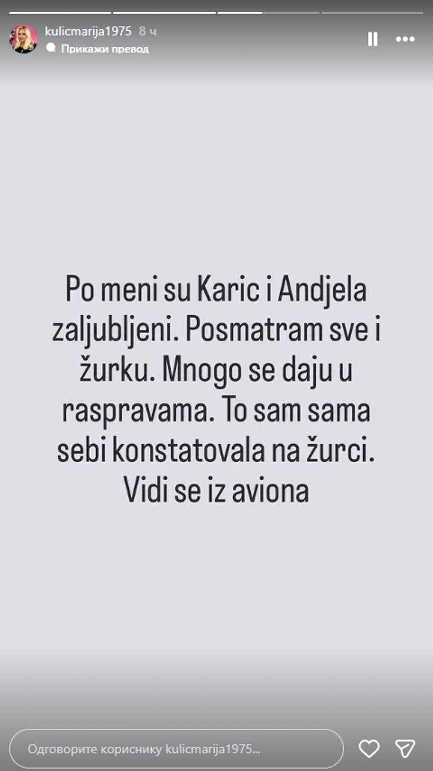 Bivša rijaliti učesnica sve iznela javno: "Anđela i Gastoz su zaljubljeni"