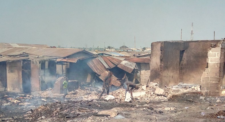 Some of the  shops affected by the fire (NAN)