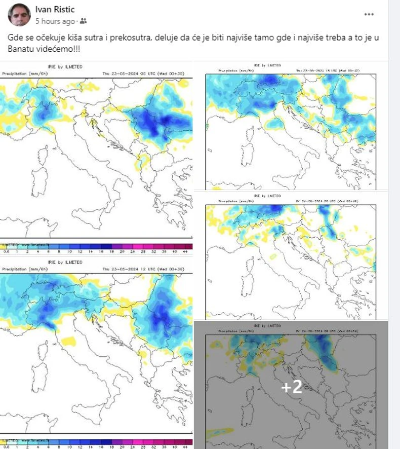 Mape gde se očekuje najviše kše