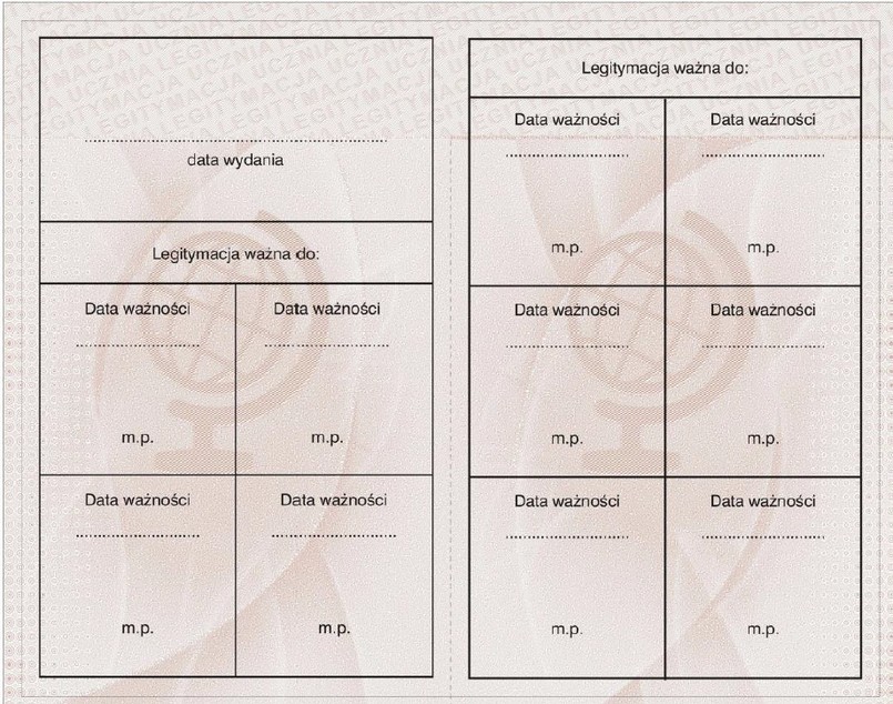 legitymacja ucznia, rewers