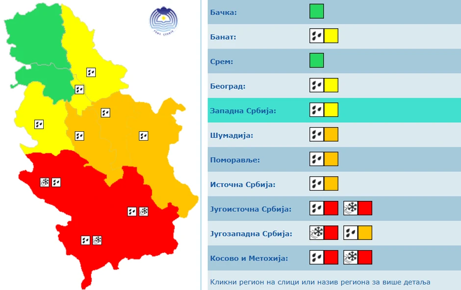 Meteoalarm za 2. oktobar