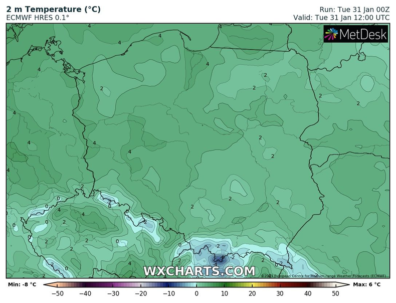 Poza górami, temperatura wszędzie będzie dodatnia