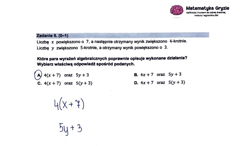 Egzamin ósmoklasisty 2023: matematyka. Zadanie nr 8