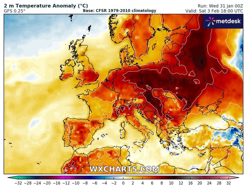 Wietrzna pogoda pójdzie w parze z bardzo wysoką temperaturą. Na mapach anomalii Polska zaświeci się na czerwono