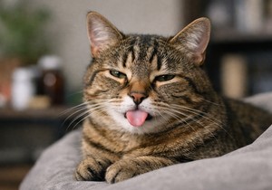 Isplažen jezik kod mačke