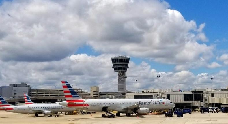 American Airlines planes are viewed at Philadelphia International Airport in July 2017