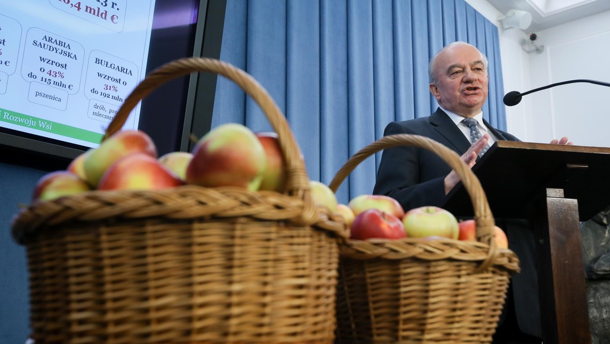 Nadwyżka w handlu żywnością w tym roku może osiągnąć 5,5 mld euro wobec 4,3 mld euro w 2012 roku - powiedział w czwartek na konferencji prasowej minister rolnictwa Stanisław Kalemba. Dodał, że w sumie sprzedamy produkty rolno-spożywcze za kwotę 19,5 mld euro.