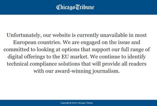 Amerykanie kontra RODO. Niektóre strony gazet niedostępne w Unii Europejskiej