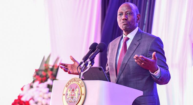 President William Ruto speaks during the launch of the IOM Report on the Status of Migration in East and the Horn of Africa at KICC, Nairobi on May 2, 2023