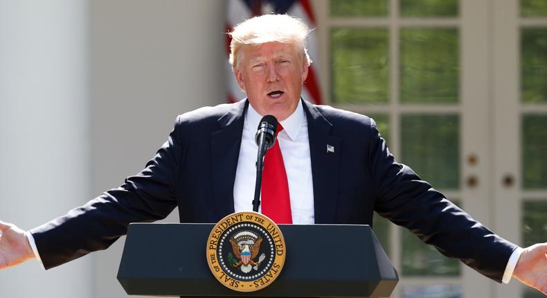 President Donald Trump announces his decision that the United States will withdraw from the landmark Paris Climate Agreement, in the Rose Garden of the White House in Washington, U.S., June 1, 2017.