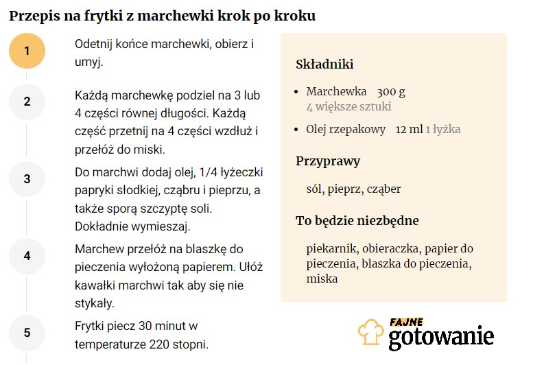 Przepis na frytki z marchewki