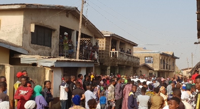 Sympathisers mourn the death of the three children in Ibadan. [Tribune]