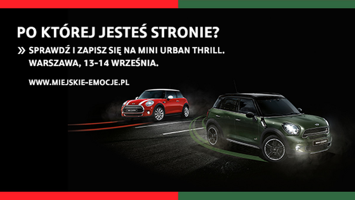 MINI Urban Thrill to roadshow w stylu MINI, który odbędzie się na Placu Konstytucji w Warszawie w dniach 13-14 września. W ramach MINI Urban Thrill będzie można przetestować najnowsze modele MINI w specjalnie zaplanowanych konkurencjach.