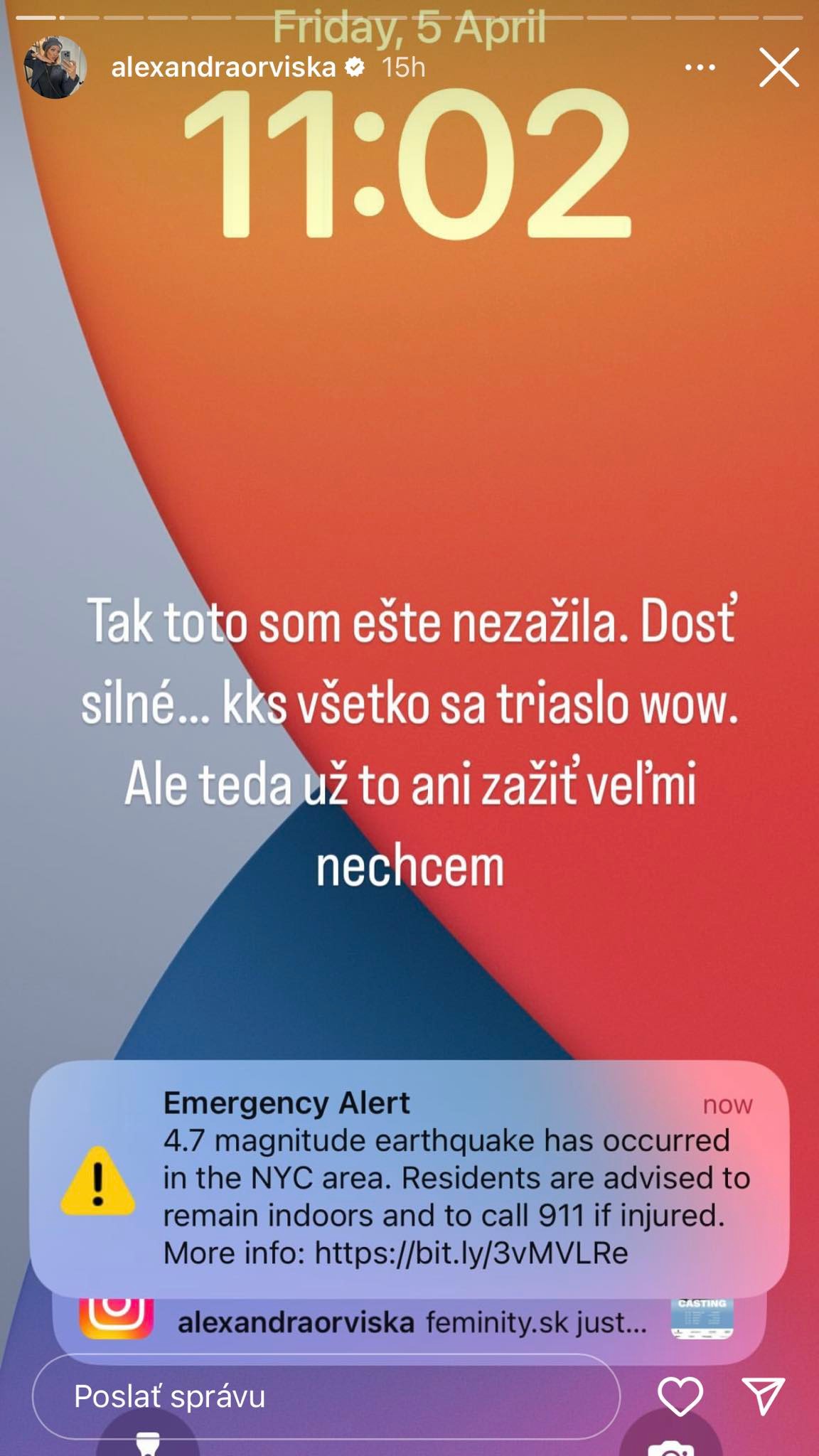 Moderátorka Alexandra Orviská zažila v New Yroku zemetrasenie.