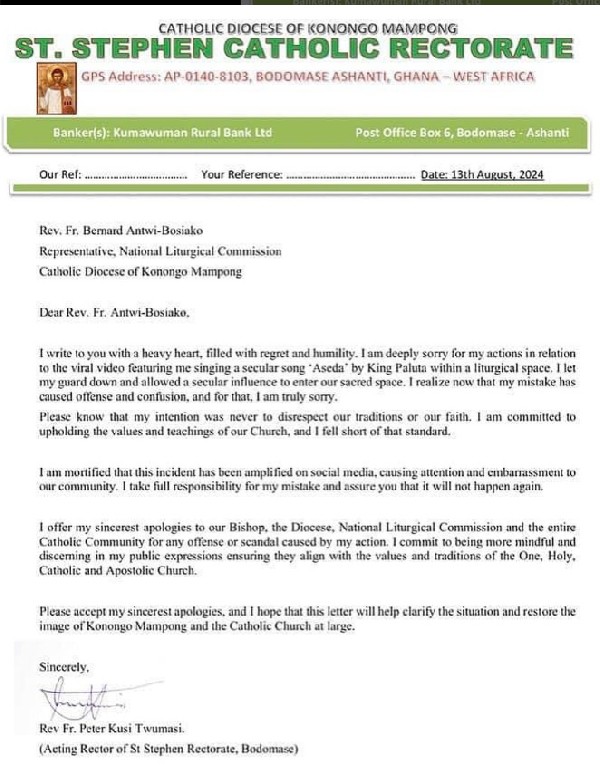 Catholic priest apologises after singing King Paluta’s song in church