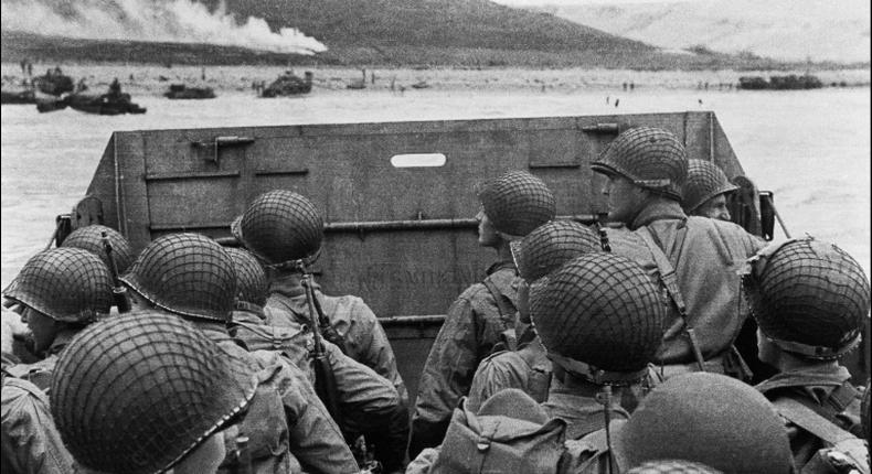 US soldiers prepare to land on Utah Beach in Normandy, France, on D-Day, June 6, 1944