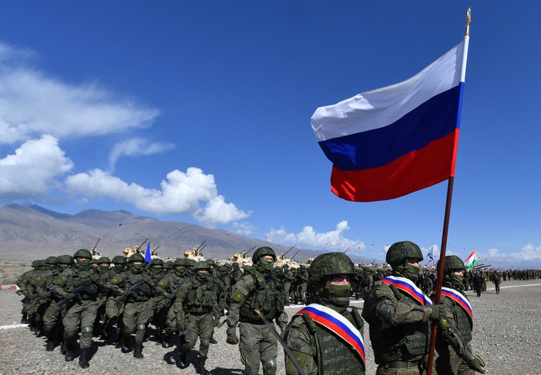 Russian troops during training in Kyrgyzstan