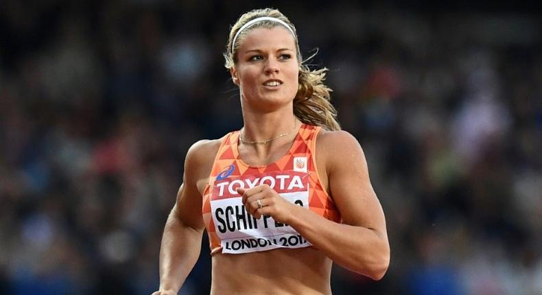 Netherlands' Dafne Schippers reacts as she wins a heat of the women's 200m at the 2017 IAAF World Championships in London on August 8, 2017