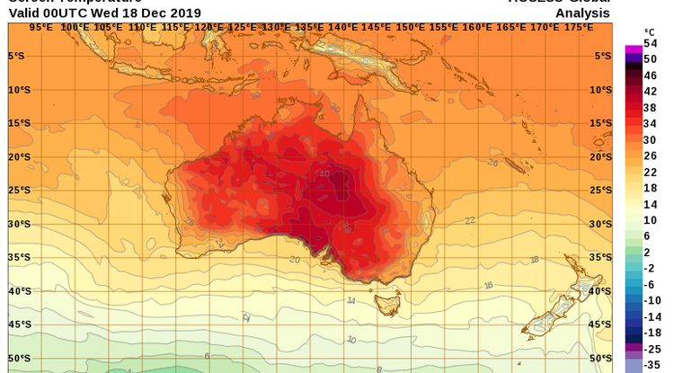 Ausztrália hőtérképe