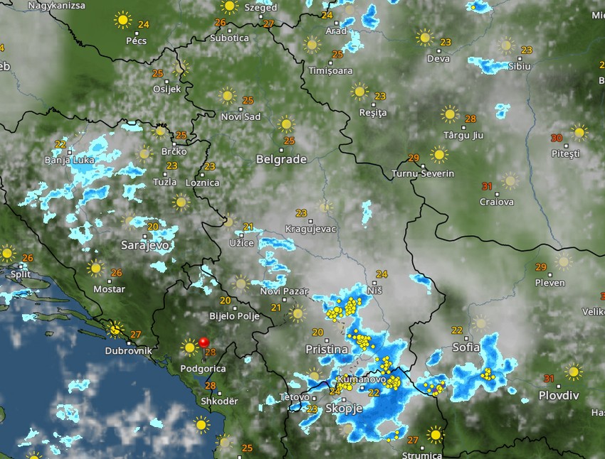 Kretanje kiše danas u 18 sati