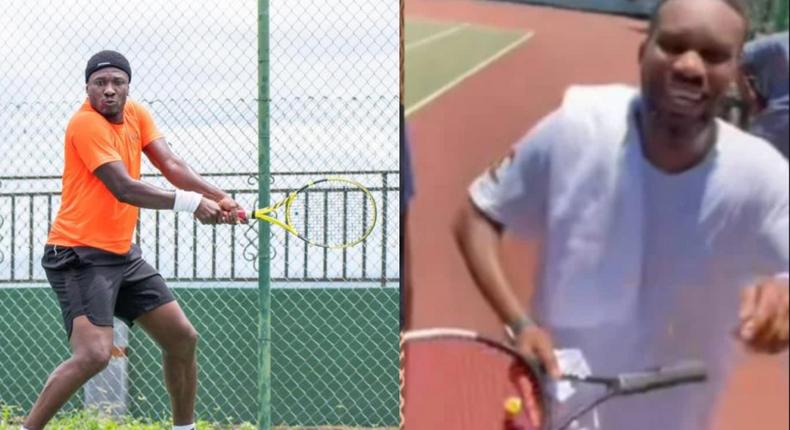 Watch: Jay Jay Okocha brags after beating Asamoah Gyan in tennis contest