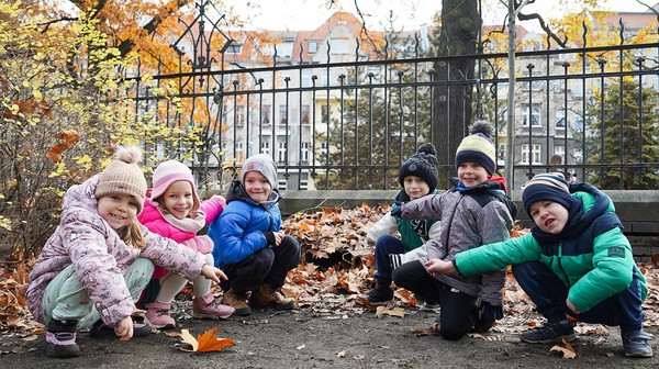 Dzieci z Przedszkola nr 109 wiedzą, że nie można zgarniać wszystkich liści, bo zwierzęta tracą swoje schronienie. 