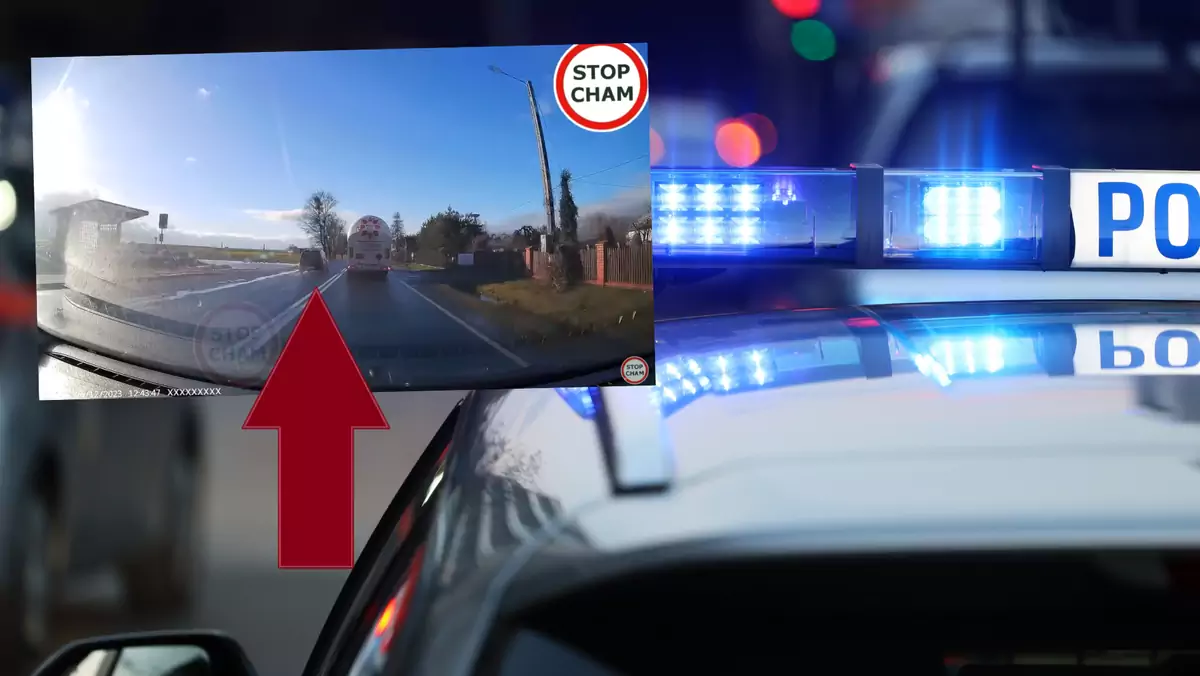 Niebezpieczne wyprzedzanie na skrzyżowaniu (fot. screen: Youtube/STOPCHAM)