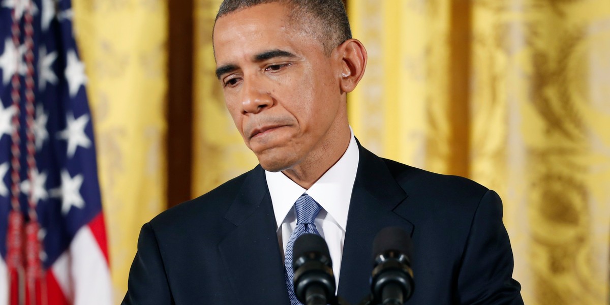 President Obama at a news conference at White House.