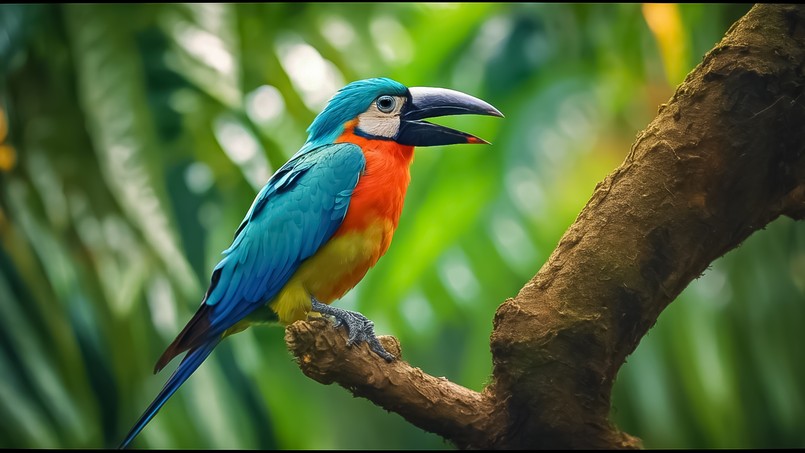 Papuga Quiz biologia przyroda z biologii przyrody Colored,Beautiful,Bird,Sitting,On,The,Tree,In,The,Jungle,