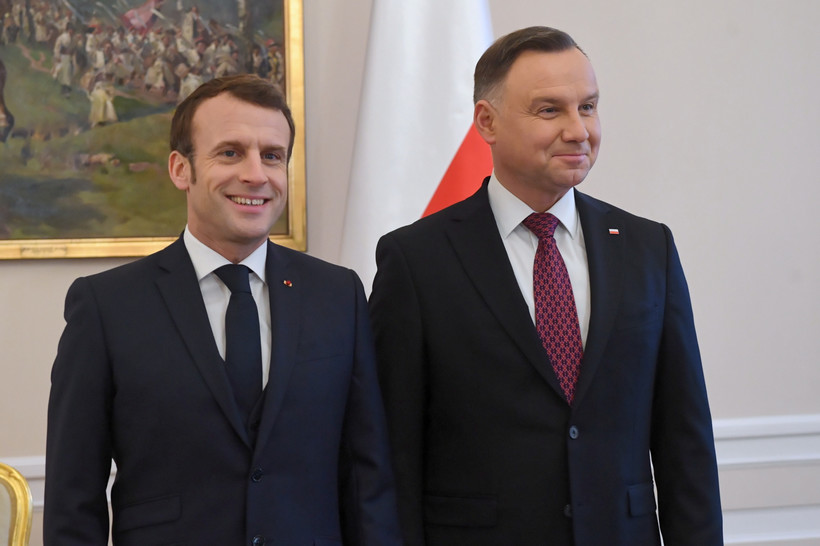 Prezydent RP Andrzej Duda oraz prezydent Francji Emmanuel Macron