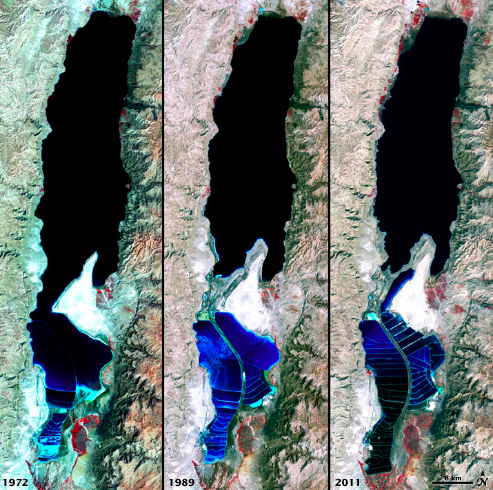 Znikanie Morza Martwego na zdjęciach NASA