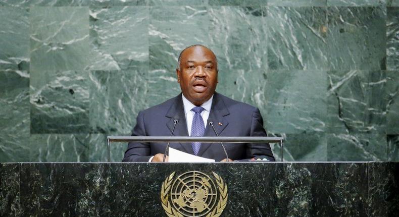 Gabon's President Ali Bongo Ondimba addresses attendees during the 70th session of the United Nations General Assembly at the U.N. headquarters in New York, September 28, 2015. REUTERS/Eduardo Munoz