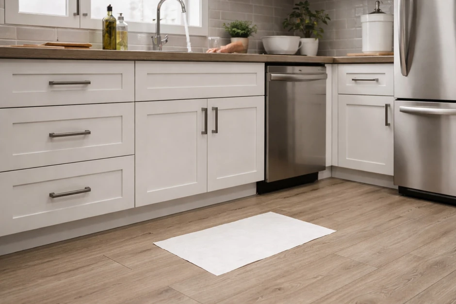 Ubrus na podu kuhinje