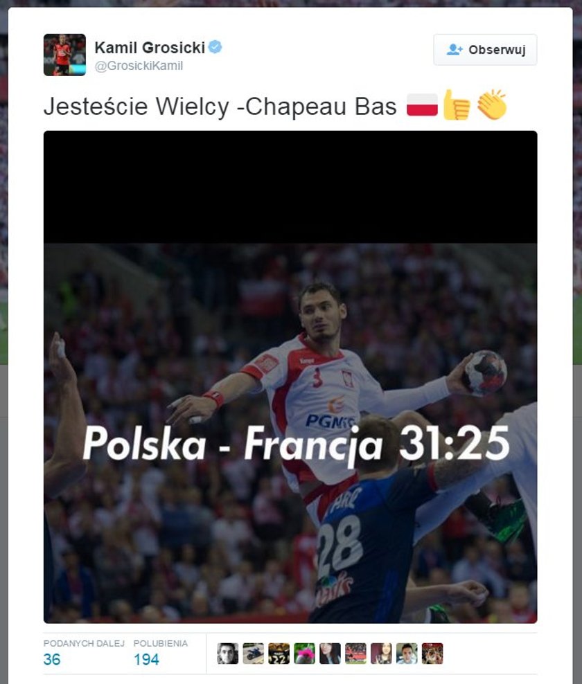 Kamil Grosicki pogratulował Polakom