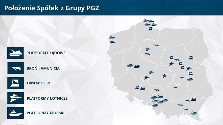 Spółki PGZ (mapa z 2018).