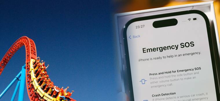 iPhone 14 myli przejażdżkę na kolejce górskiej z wypadkiem samochodowym