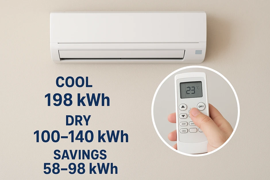 Korišćenjem dry moda na klimi, mesečna potrošnja struje ovog uređaja sa 198 pada na 100-140 kWh