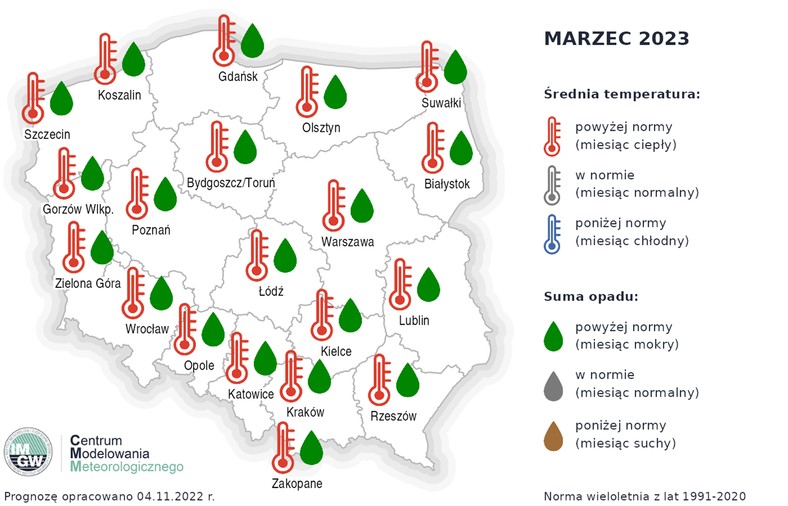 Marzec będzie ciepły, ale mokry