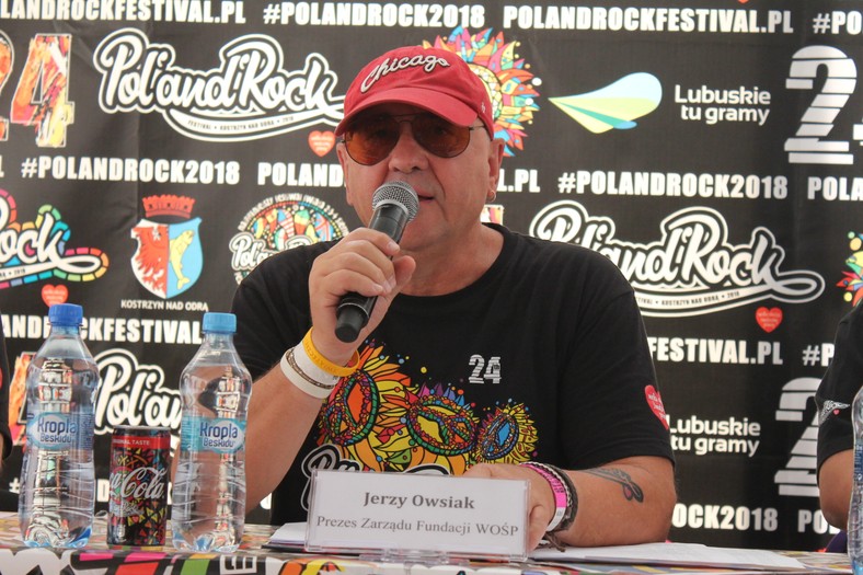 Jertzy Owsiak podczas Pol'and'Rock Festival