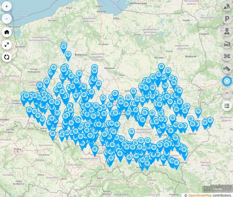 Aktualna mapa warunków drogowych