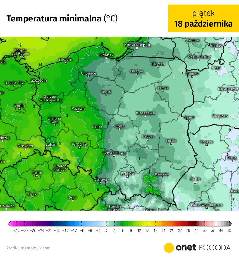 Nocami możliwe będą przymrozki, im dalej na wschód, tym częstsze