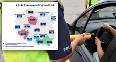 Pijacka mapa Polski. Tam najczęściej jeżdżą pod wpływem