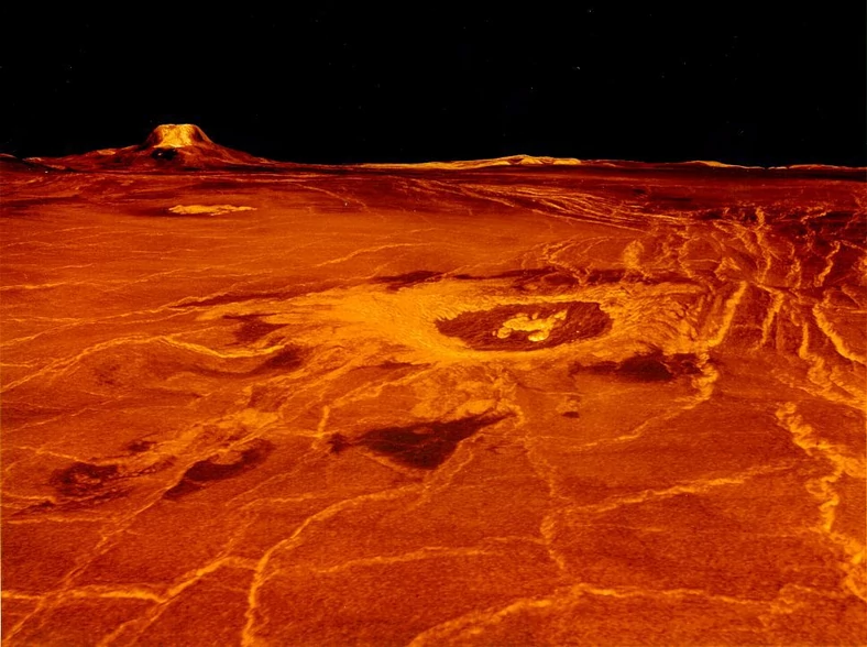 Obraz powierzchni Wenus wygenerowany komputerowo na podstawie danych zebranych przez Sondę Magellana