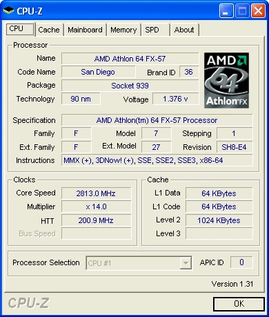 Athlon 64 FX-57 jest taktowany najwyższym zegarem, ale ma tylko jeden rdzeń