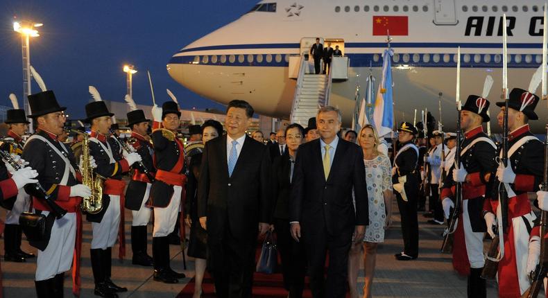 Chinese President Xi Jinping and his spouse Peng Liyuan arrive ahead of the G20 leaders summit in Buenos Aires, Argentina November 29, 2018.