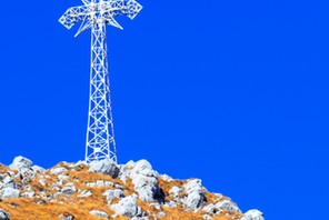 Poland, Tatra Mountains, Zakopane - south slope of the Giewont peak with its historical cross at the top