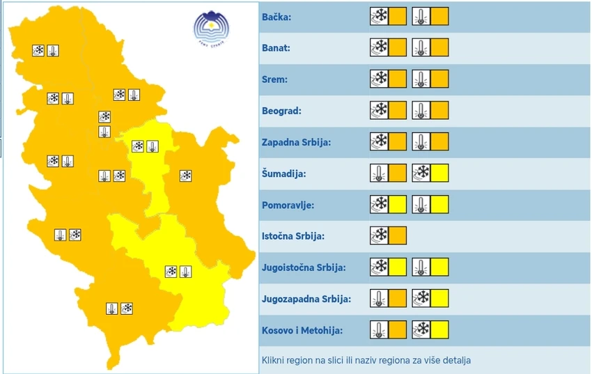 Meteoalarm za petak