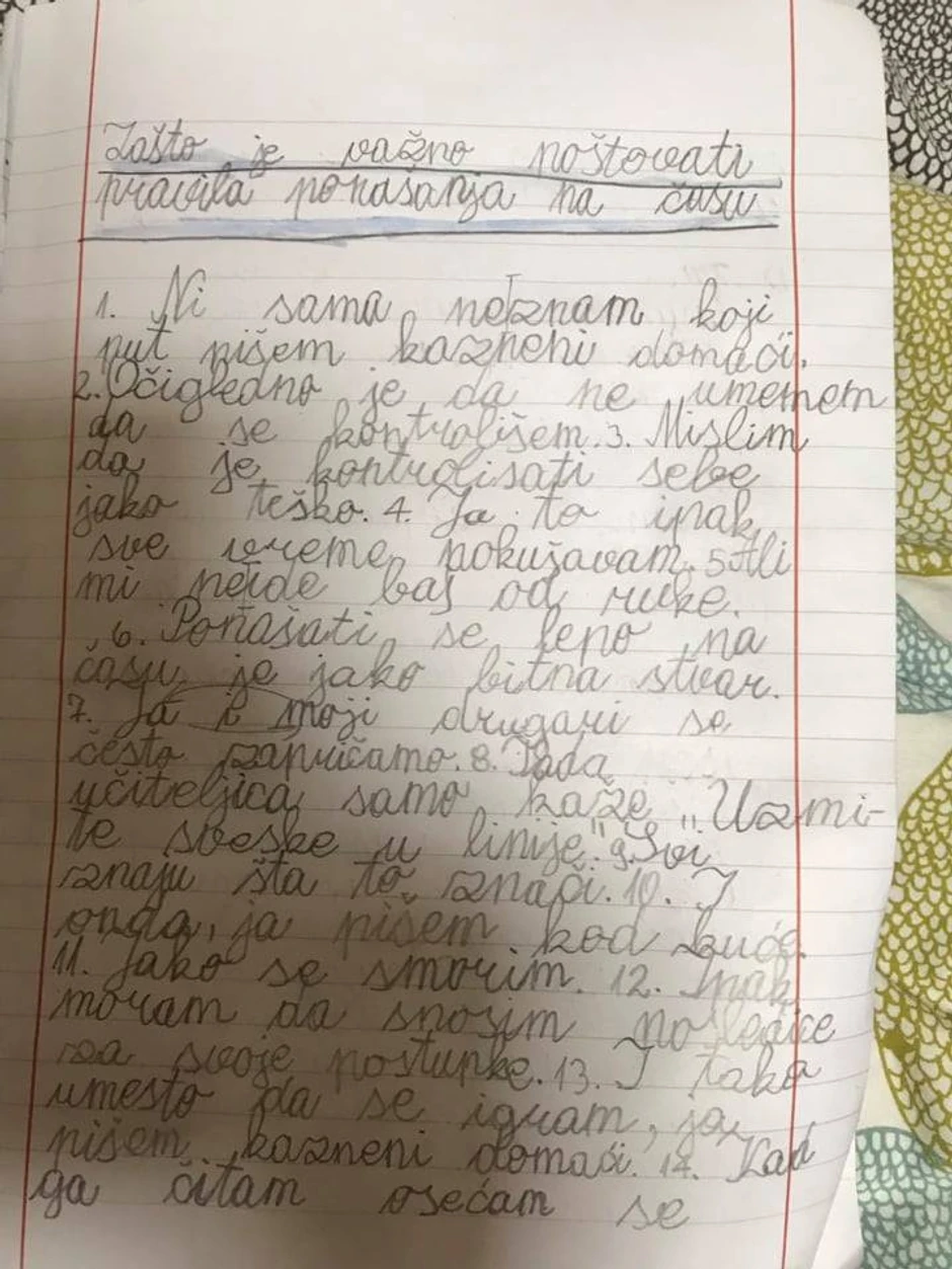 COPYRIGHT BLIC.RS - Kazneni domaći male Beograđanke: Očigledno je da ne umem da se kotrolišem