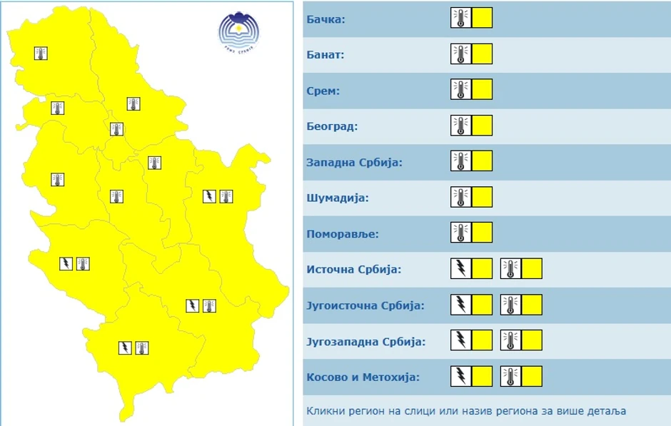 Meteoalarm za 10. jun
